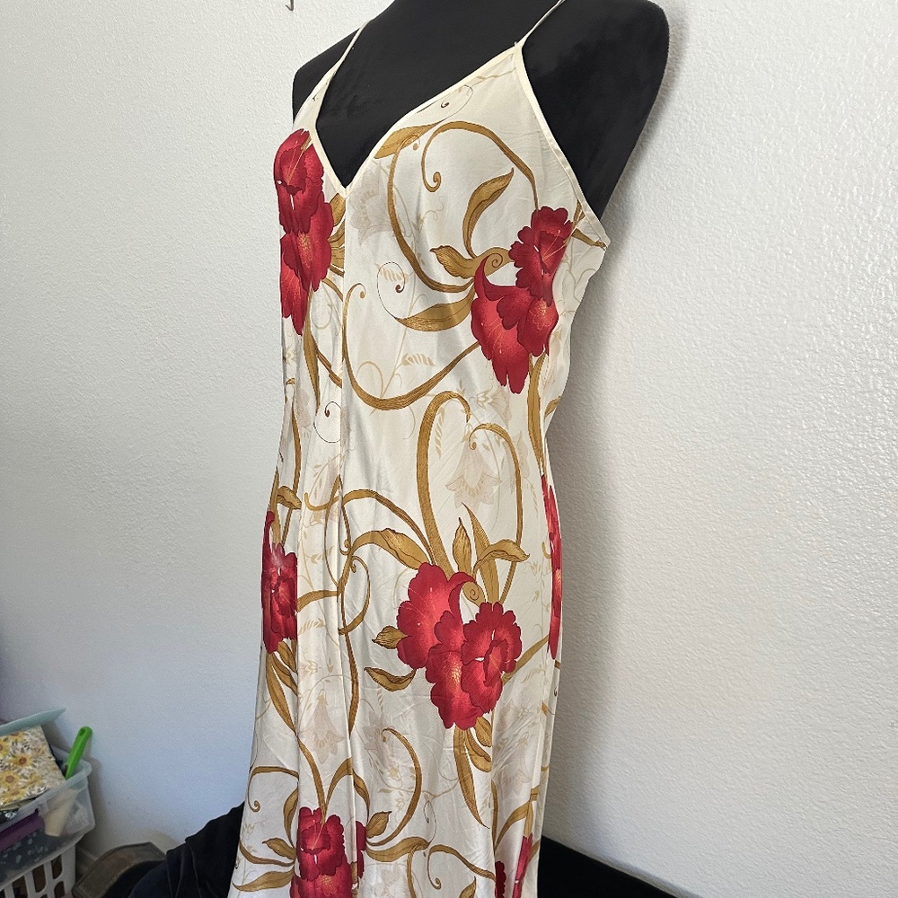 Vintage Floral Silk Slip Dress - Picture 3 of 7